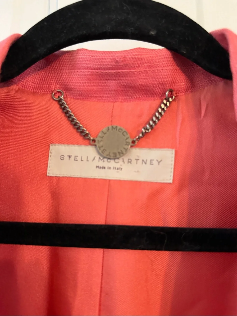 Stella McCartney Coral Pink Linen Blend Blazer Jacket EU 44 Designer Made in Ita